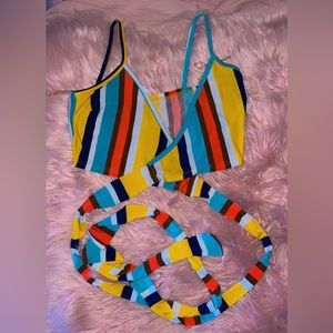 Two Piece Wrap top and High Wait Bell Bottom Pants